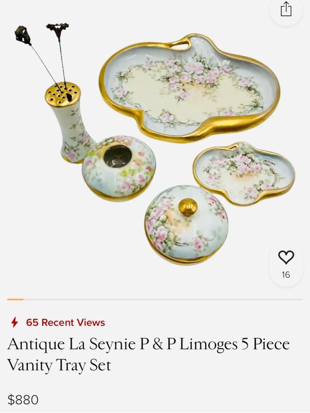La Seynie P & P Limoges Porcelain Tray (France, Early 20th Century) - Picture 12 of 12